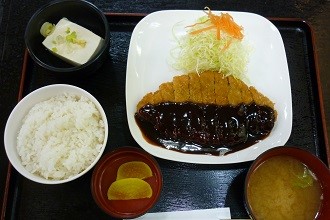 Lunch set of miso katsu teshoku in the Chubu region