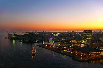 View of Kobe Bay at night in the Kansai region