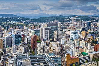 View of Sendai city located in the Tobu region