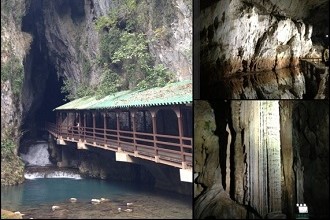 Akiyoshi Cave's Opening and Limestone Inside